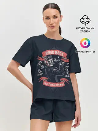 Женская пижама с шортами / Скелет механик