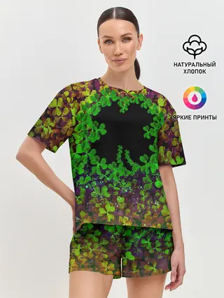 Женская пижама с шортами / Четырехлистный Клевер