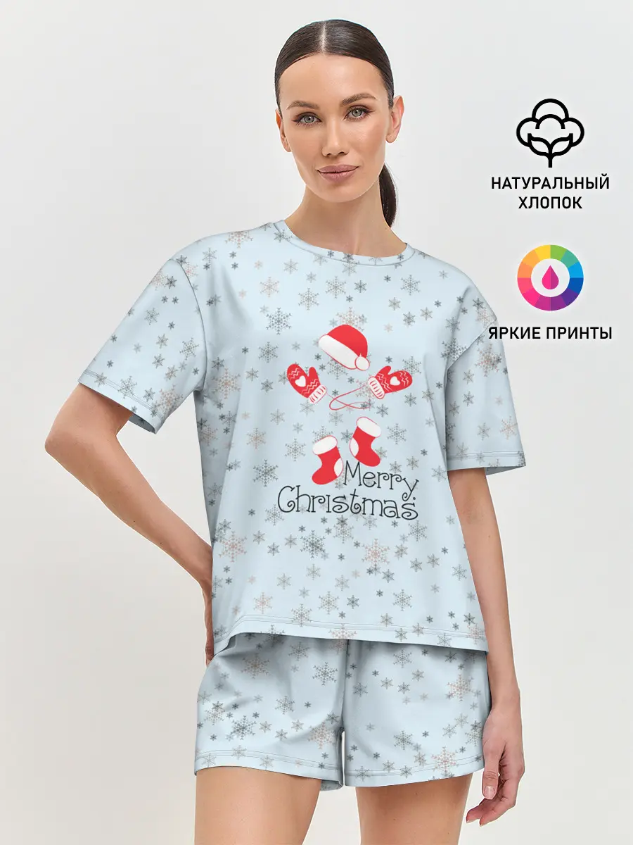 Женская пижама с шортами / Рождественская метель