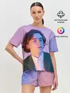Женская пижама с шортами / Timothee Chalamet розовый градиент