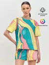 Женская пижама с шортами / осенний красочный развод
