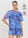 Женская пижама с шортами / Акварельные разводы и брызги красок