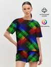 Женская пижама с шортами / Разноцветный мраморный узор