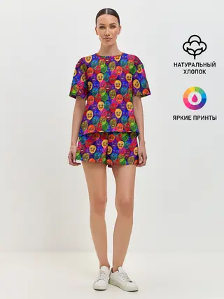 Женская пижама с шортами / Шарики