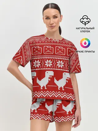 Женская пижама с шортами / Новогодний гугл