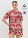 Женская пижама с шортами / Вязаный рисунок