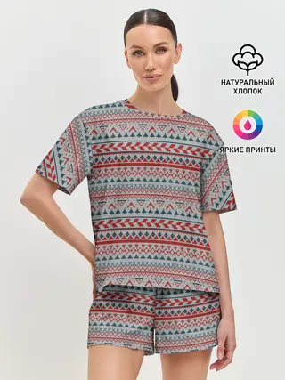 Женская пижама с шортами / Скандинавский орнамент