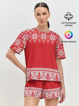 Женская пижама с шортами / Зимний лес