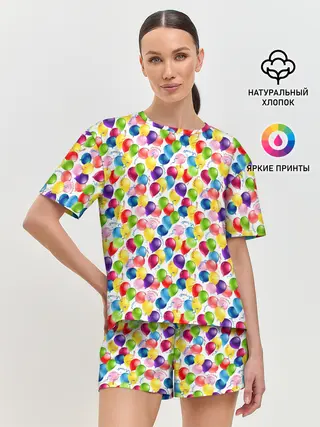 Женская пижама с шортами / Воздушные Шары