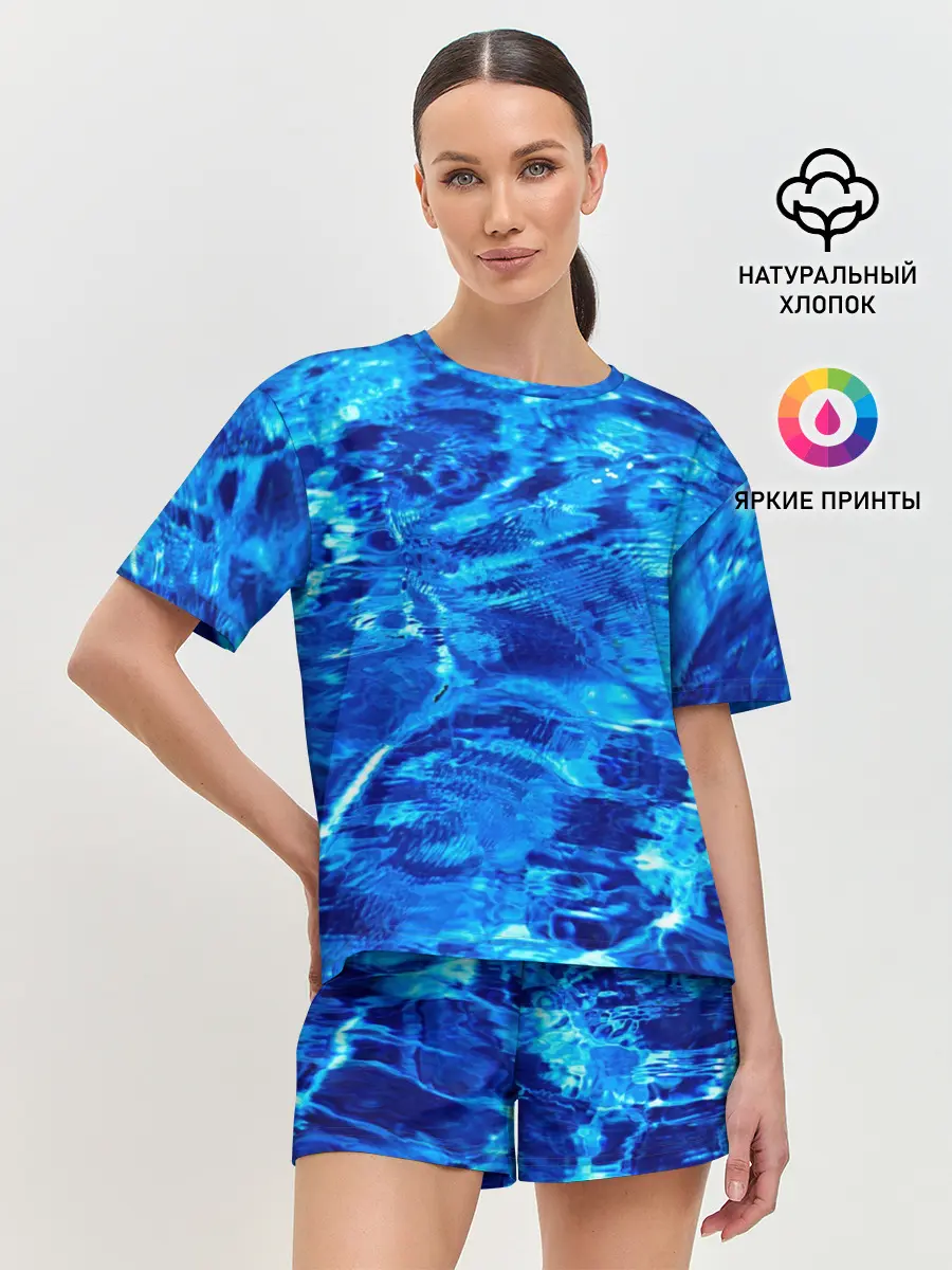 Женская пижама с шортами / Голубая Вода