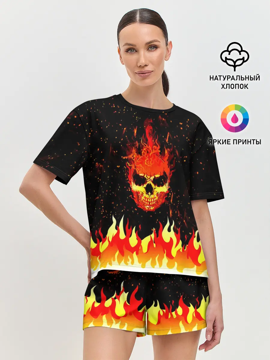Женская пижама с шортами / Пылающий Череп