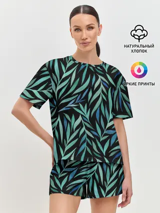 Женская пижама с шортами / Растительный орнамент