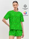 Женская пижама с шортами / Черепа на кислотно-зеленом фоне