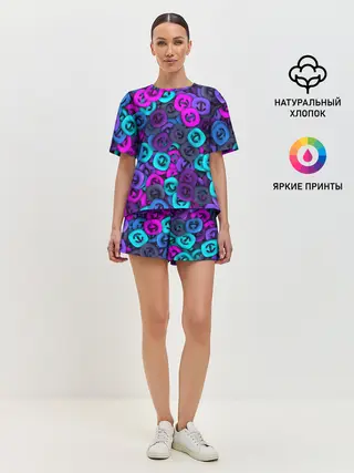 Женская пижама с шортами / Неоновые снаперсы