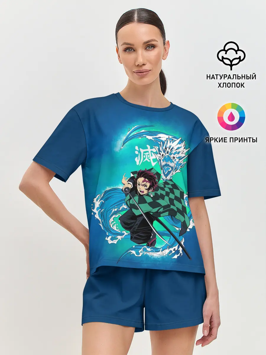 Женская пижама с шортами / Тандзиро Камадо с мечом