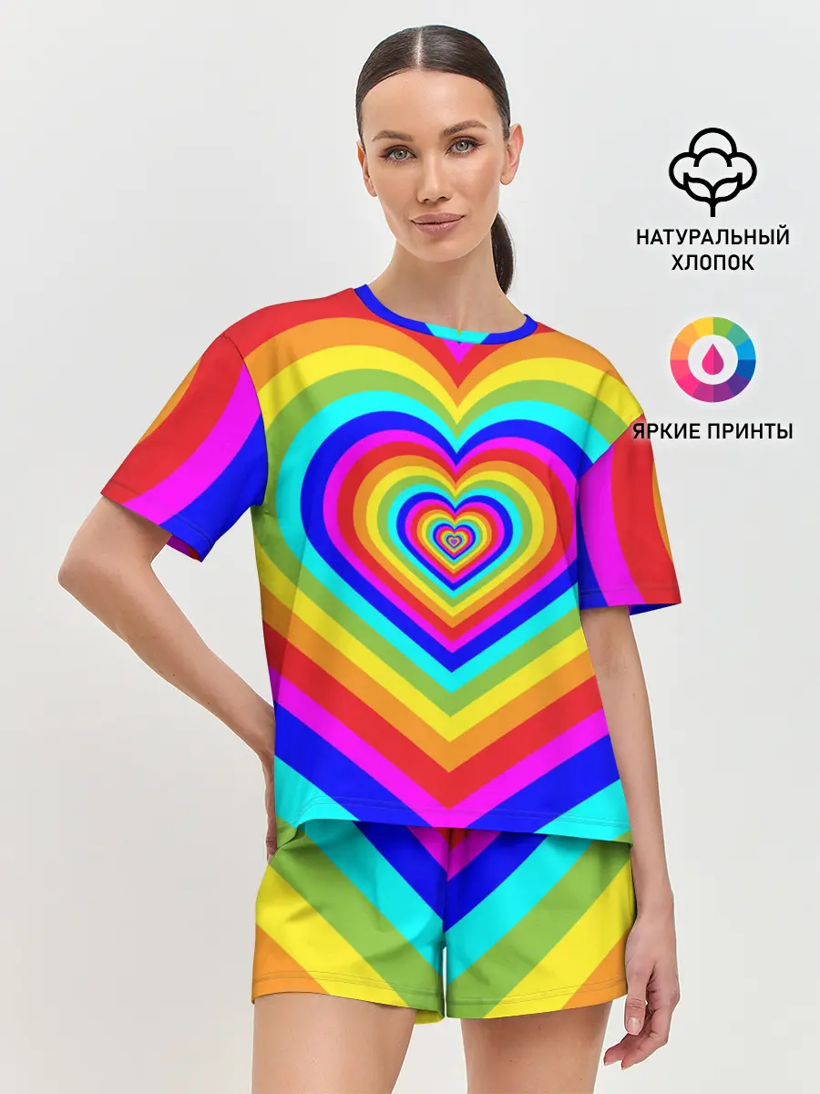 Женская пижама с шортами / Цветные сердца | Colored hearts