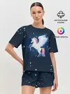 Женская пижама с шортами / Милый пегас единорог с радужной гривой