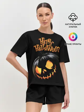 Женская пижама с шортами / Взгляд черной тыква