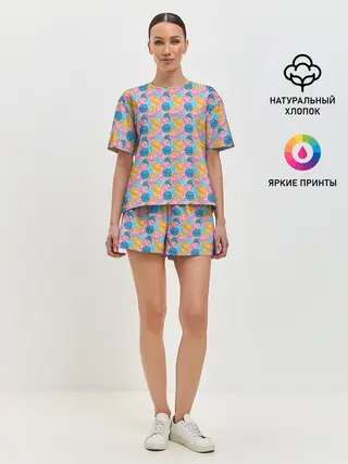 Женская пижама с шортами / Новогодние Ёлочные Шары