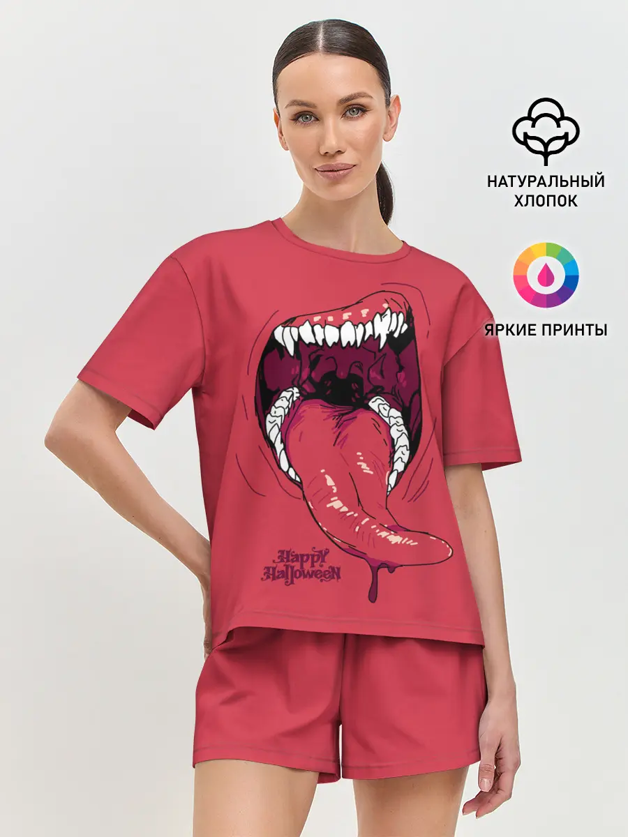 Женская пижама с шортами / Пасть красного хищника