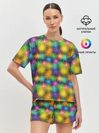 Женская пижама с шортами / Праздничный Салют