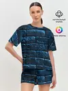 Женская пижама с шортами / Неоновая, кирпичная стена