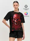 Женская пижама с шортами / Красный череп в кровавых розах
