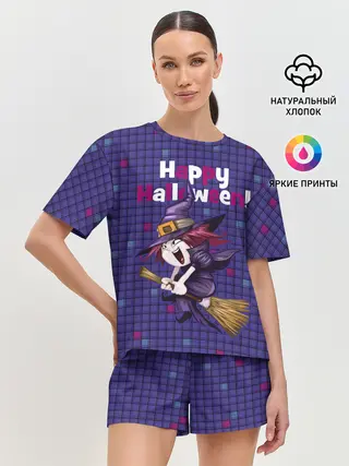 Женская пижама с шортами / Ведьма летит на метле