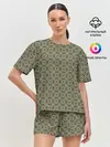 Женская пижама с шортами / Абстракция из зеленых квадратов