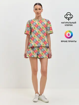 Женская пижама с шортами / Новогодние Праздники