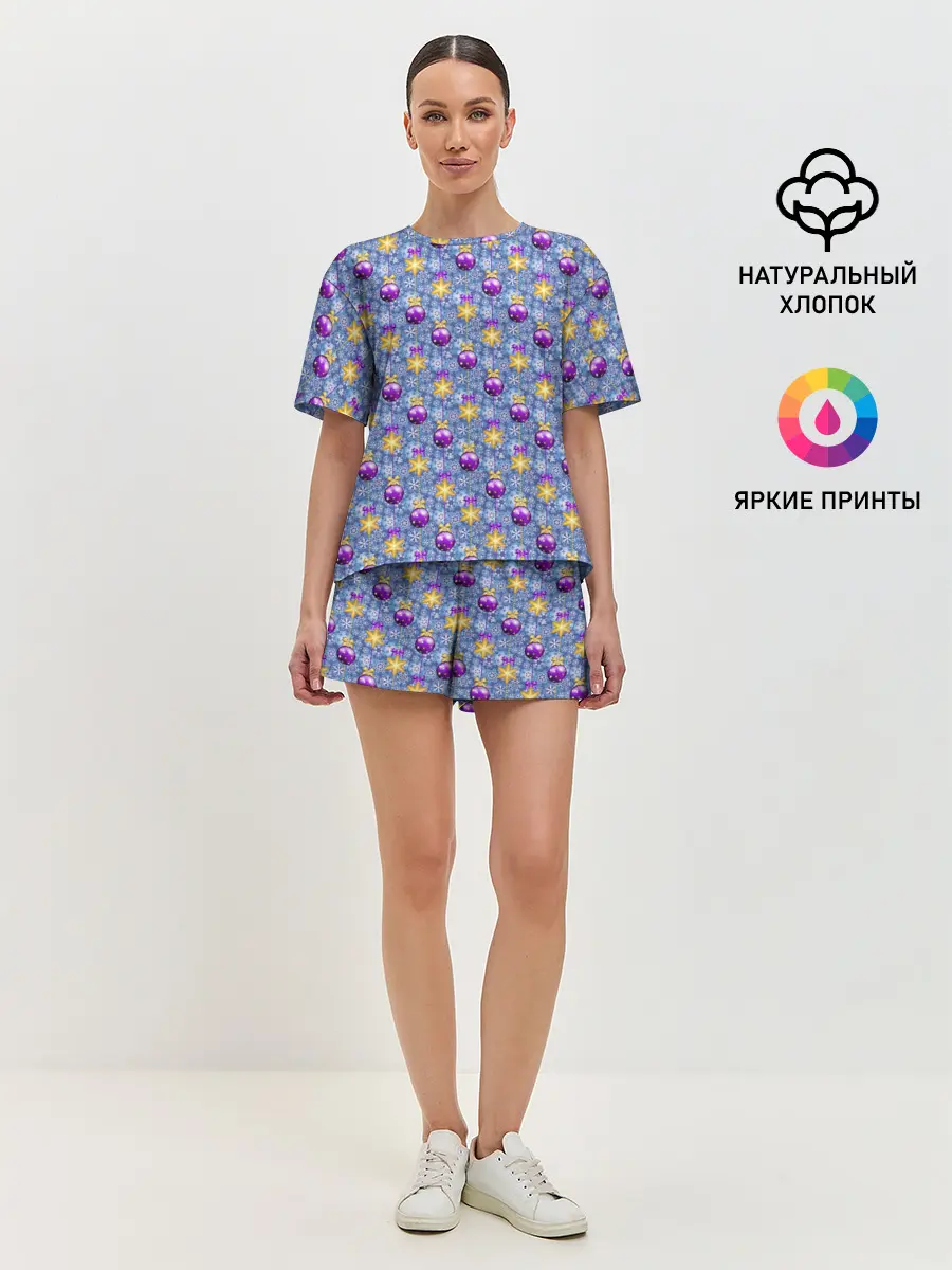 Женская пижама с шортами / Новогодние Ёлочные Украшения