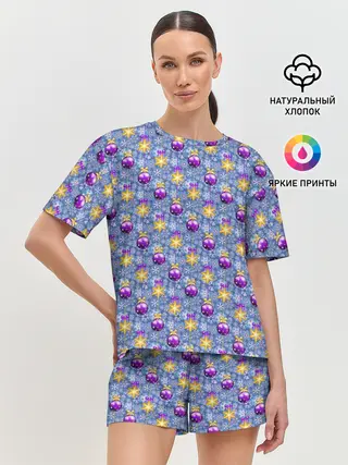 Женская пижама с шортами / Новогодние Ёлочные Украшения