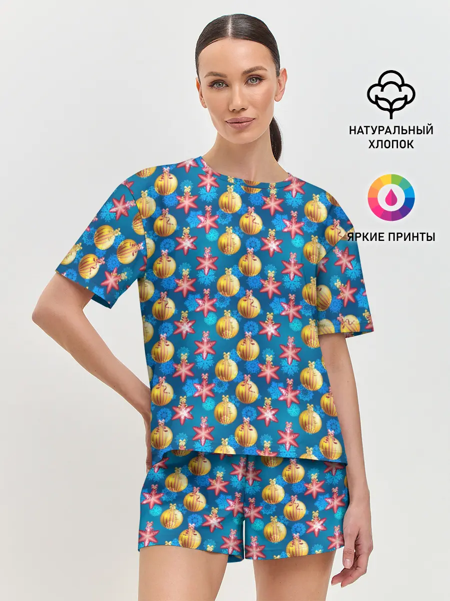 Женская пижама с шортами / Новогодние Украшения