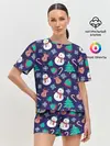 Женская пижама с шортами / Рождественский Паттерн!