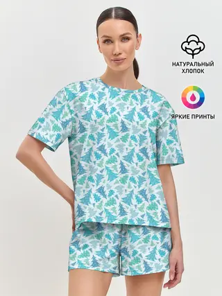 Женская пижама с шортами / Новый Год