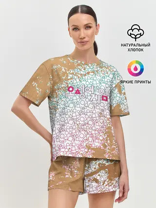 Женская пижама с шортами / Лого / Игра в кальмара