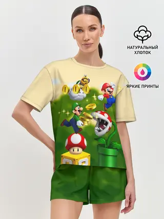 Женская пижама с шортами / Mario Coins