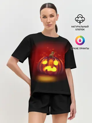 Женская пижама с шортами / Тыква фонарь