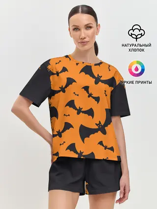 Женская пижама с шортами / ЛЕТУЧАЯ МЫШЬ В ДЕНЬ ХЭЛЛОУИНА