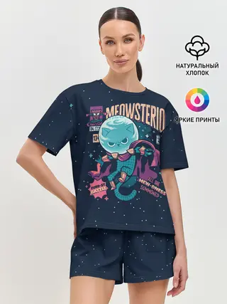 Женская пижама с шортами / mysterio cat 3d