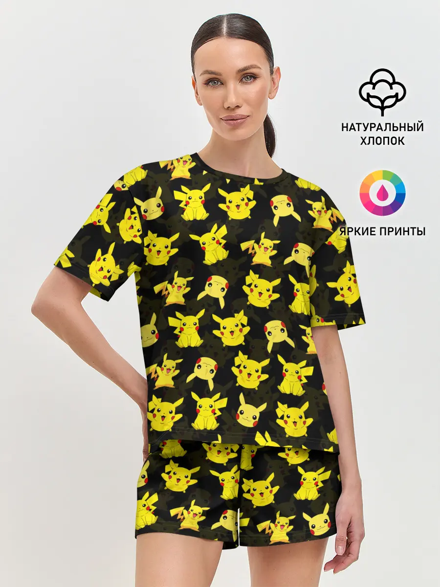 Женская пижама с шортами / ПИКАЧУ ПАТТЕРН / PIKA PIKACHU /