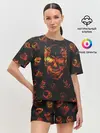 Женская пижама с шортами / Огненные черепа | Carbon