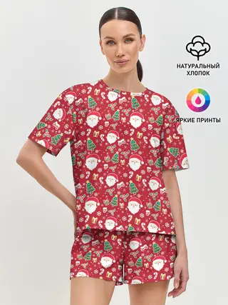 Женская пижама с шортами / Дед Мороз