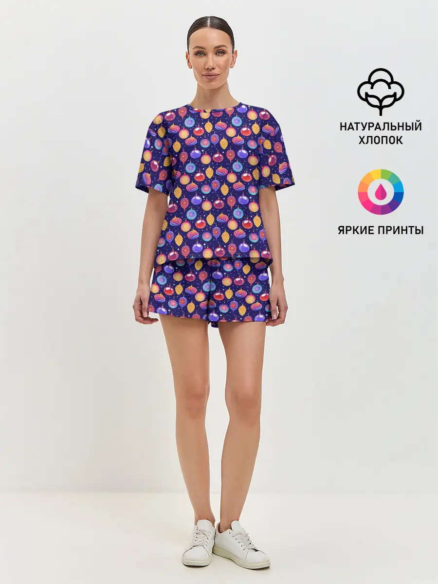 Женская пижама с шортами / Новогодние Ёлочные Украшения
