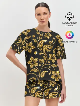 Женская пижама с шортами / Золотой Орнамент