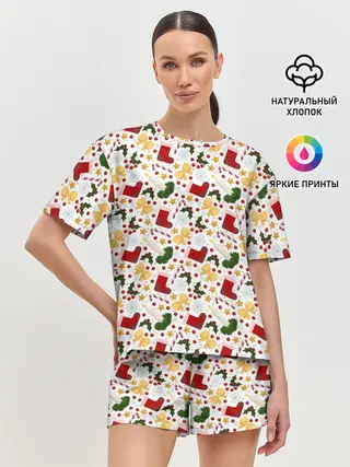 Женская пижама с шортами / Рождественские Чулки