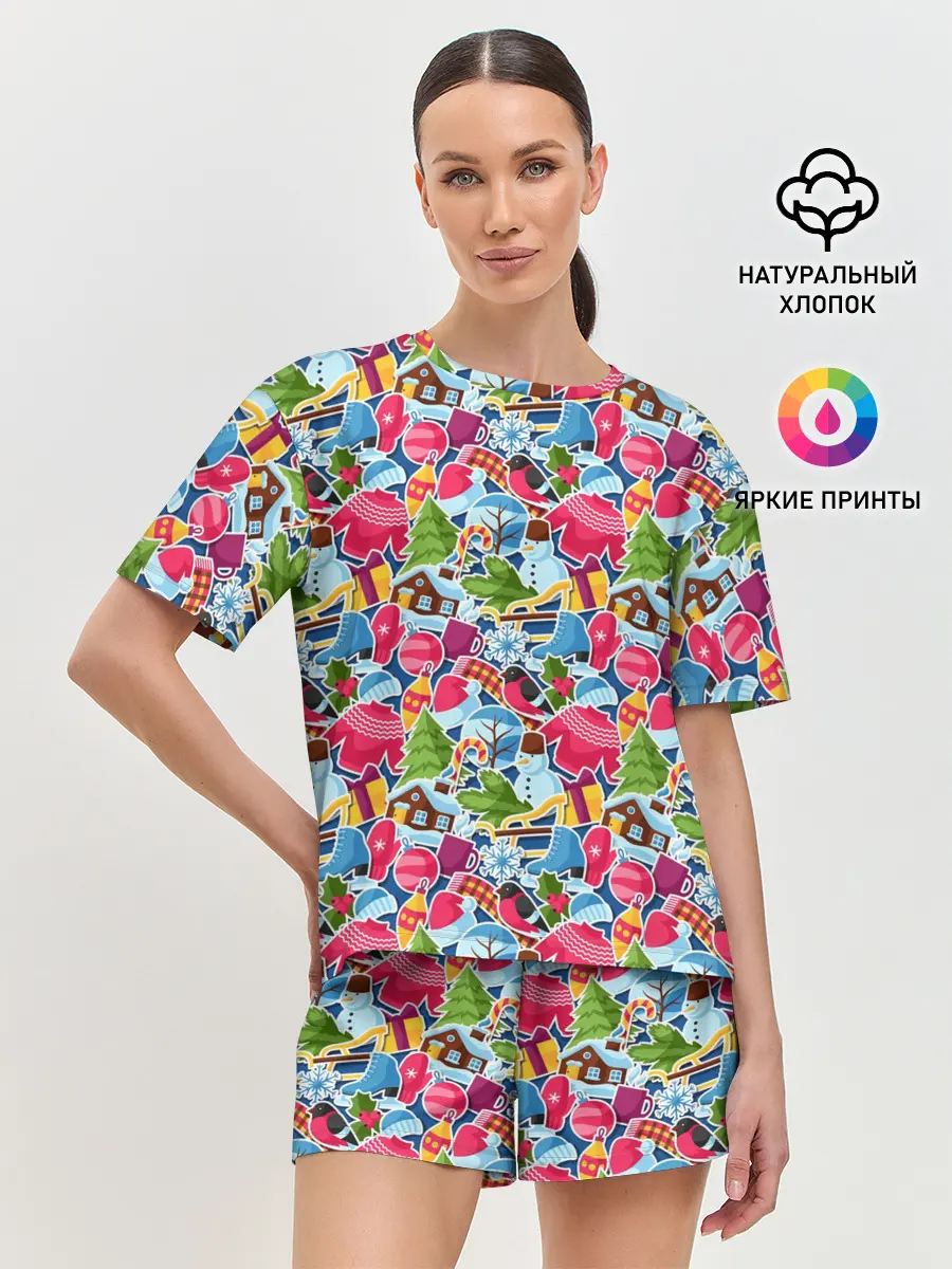 Женская пижама с шортами / С Рождеством и Новым Годом!