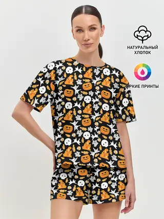 Женская пижама с шортами / Patern Halloween 23