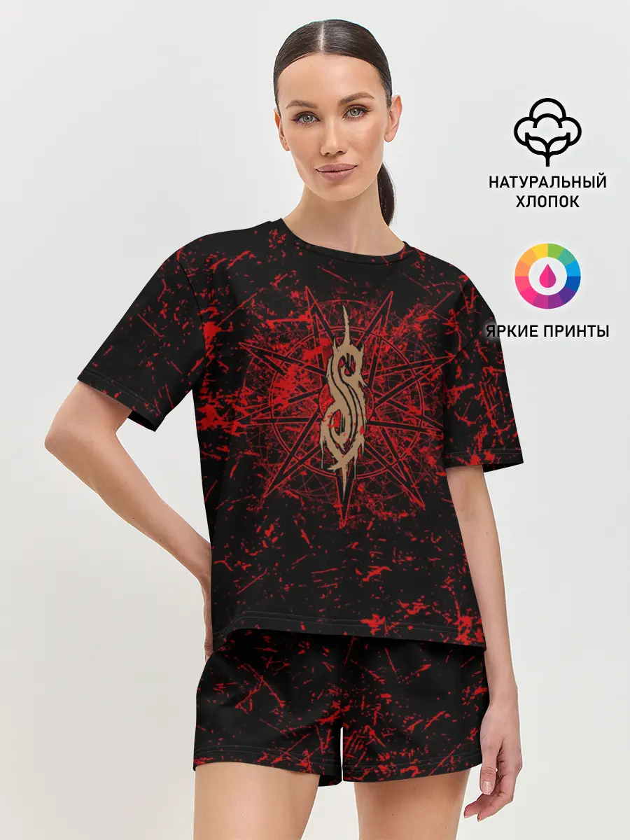 Женская пижама с шортами / Slipknot RED | Рок Слипкнот