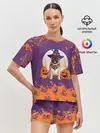 Женская пижама с шортами / МОПС НА ХЭЛЛОУИН